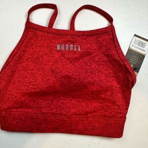 NWT NOBULL Women’s Red Heather Halter Criss Cross Sports Bra CrossFit Yoga - XS